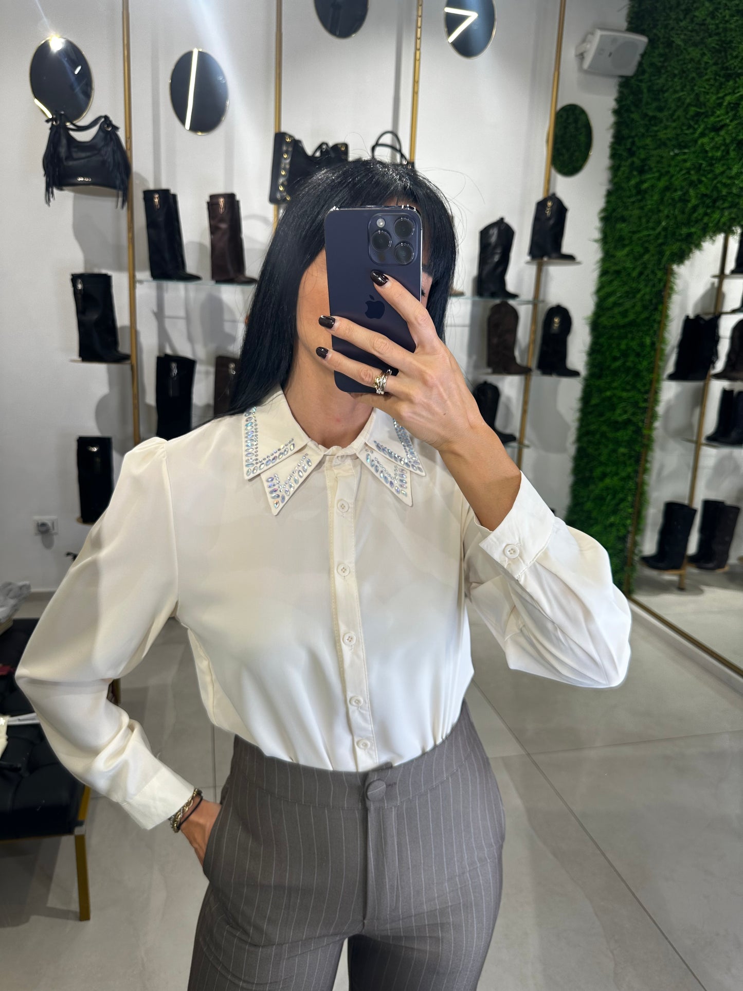 Maglia Camicia Strass