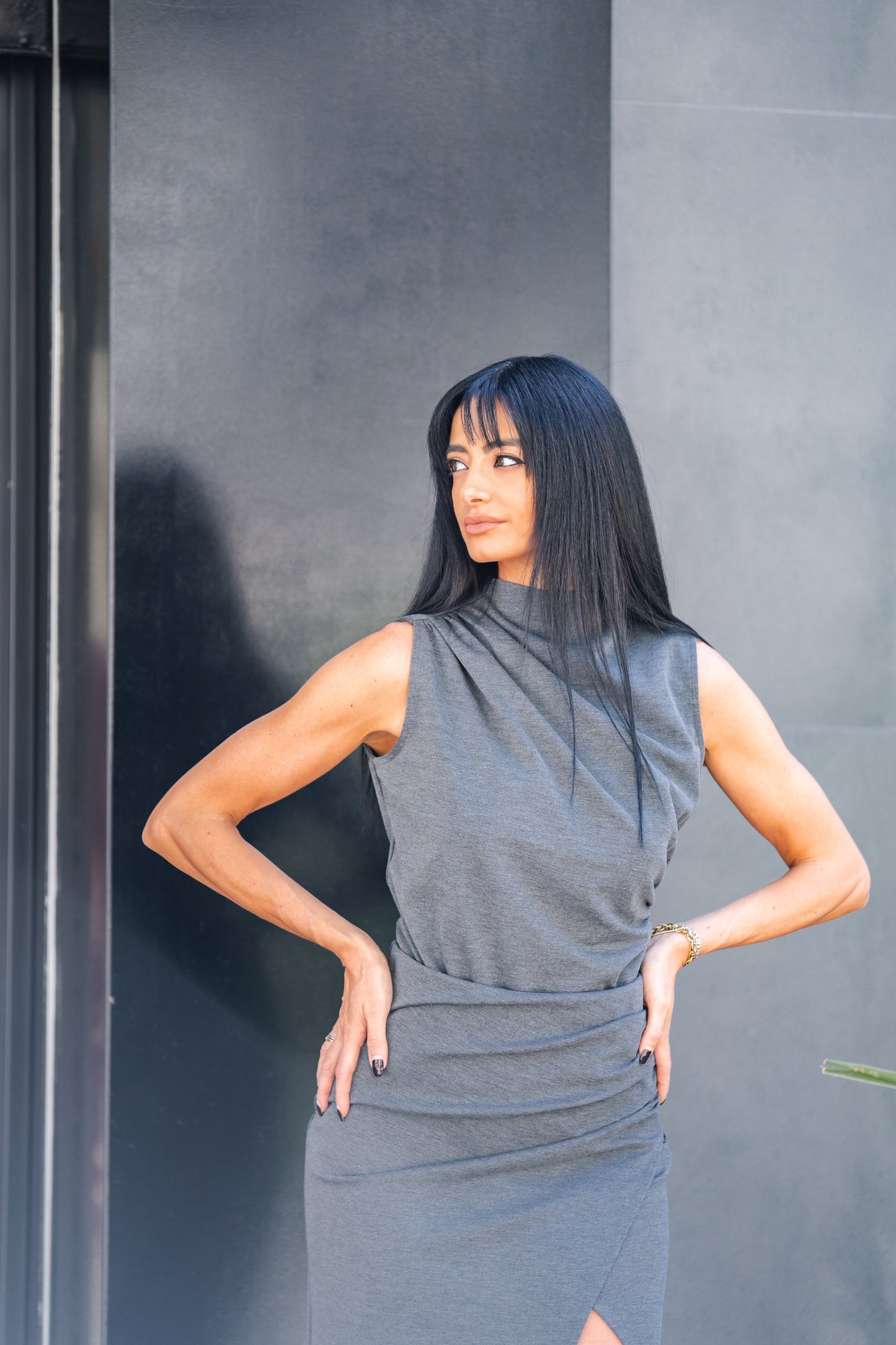 Gonna Midi Con Spacco e Arriccio KLN