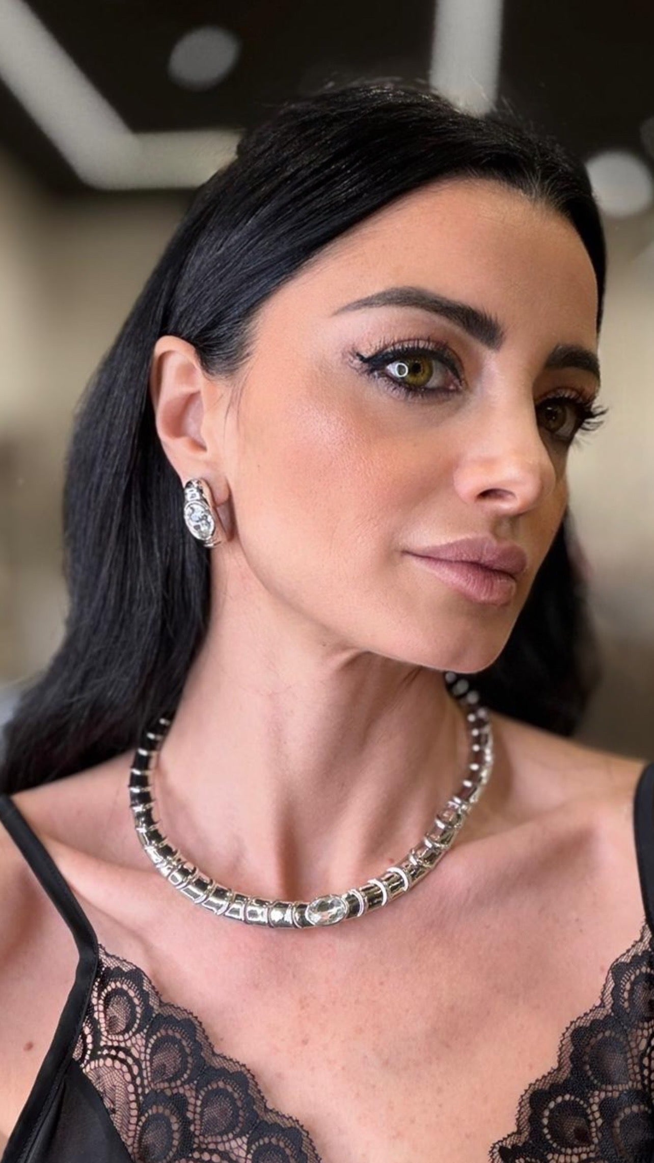 Collana e Orecchini in acciaio argento