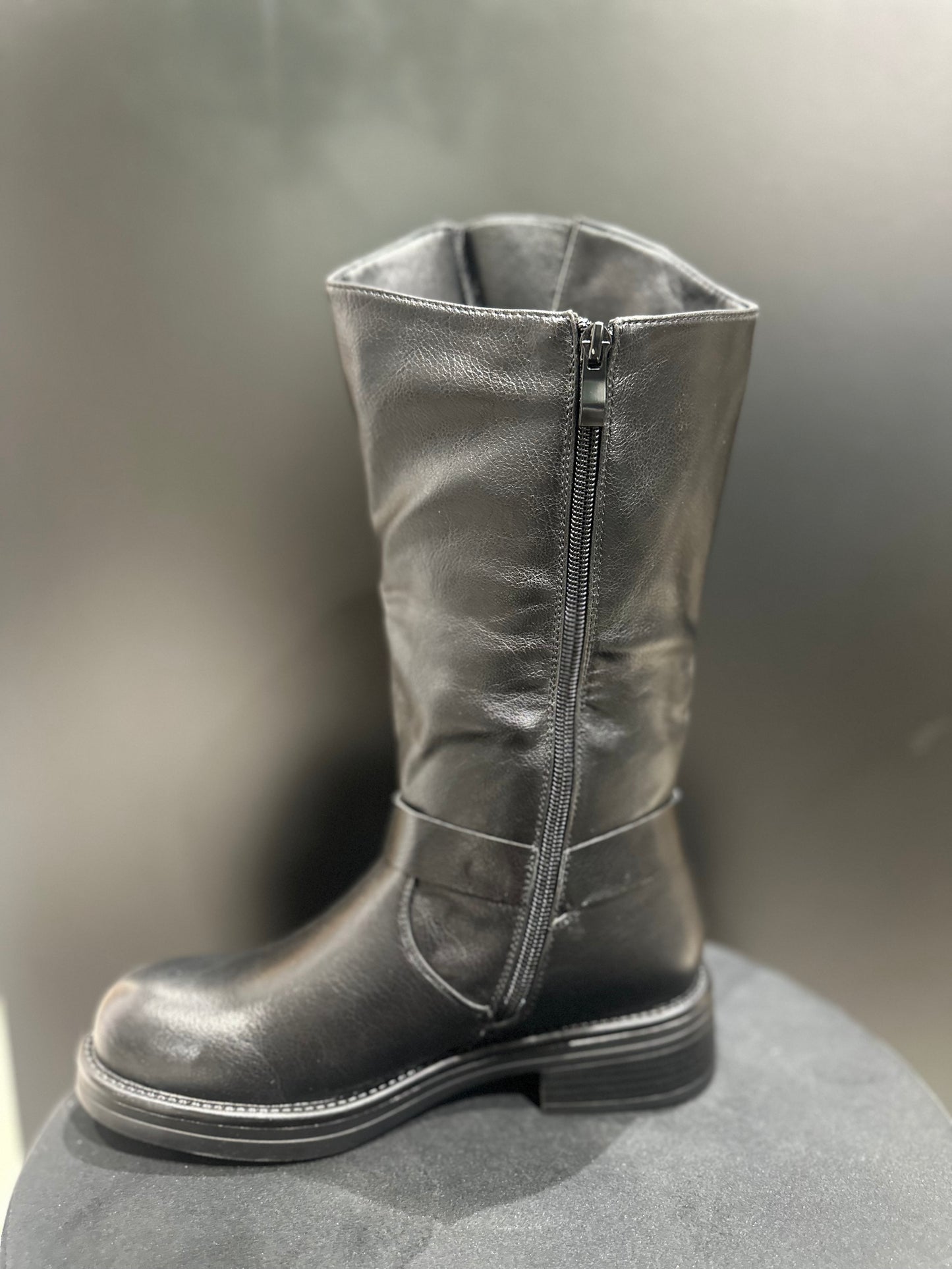 Anfibi Fibbie Nero Pelle