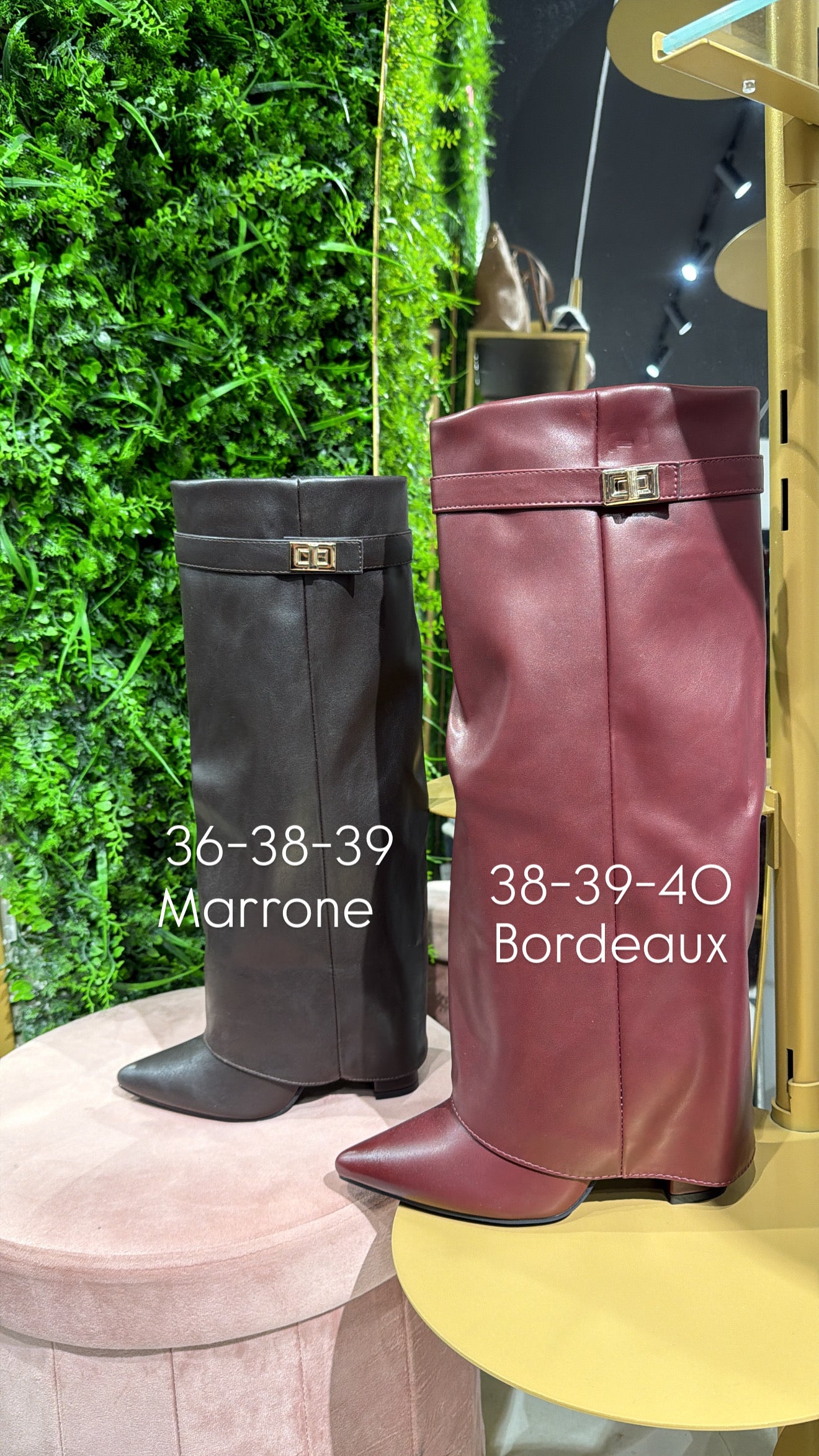 Stivali con risvolto effetto pelle tacco doppio alto 11 cm