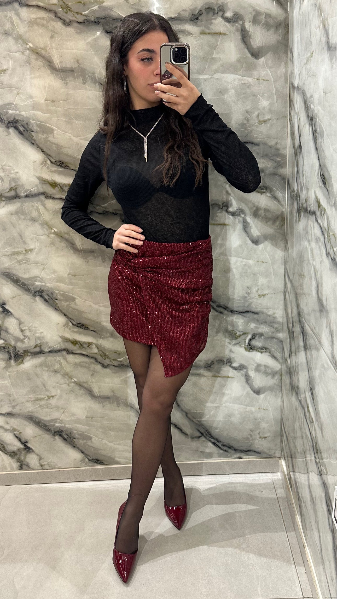 Gonna paillettes asimmetrica