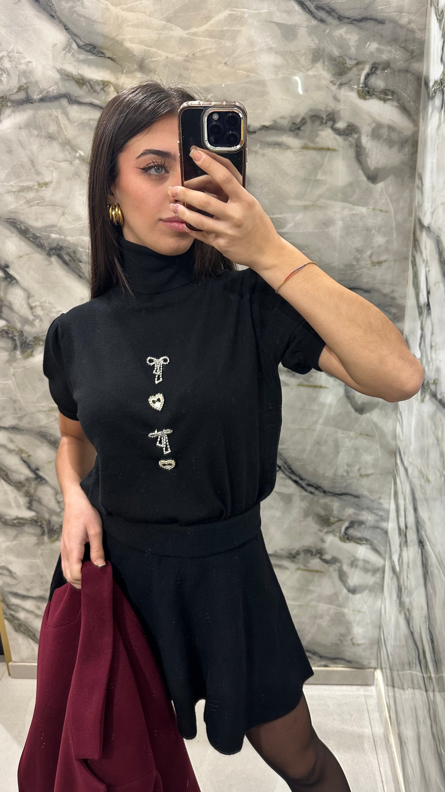 Maglione dolcevita mezza manica