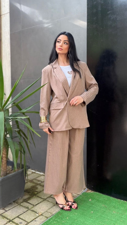 Tailleur Vittoria gessato cappuccino