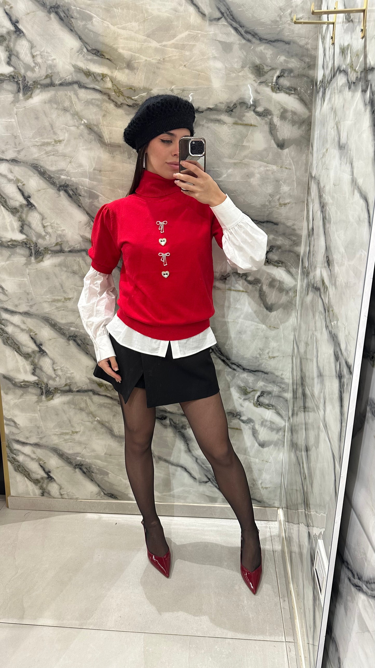 Maglione dolcevita mezza manica