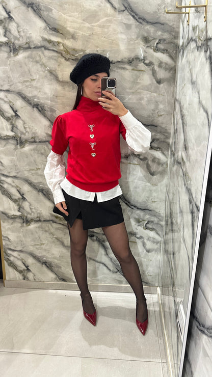 Maglione dolcevita mezza manica