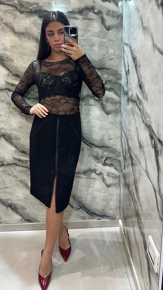 Gonna longuette con cerniera