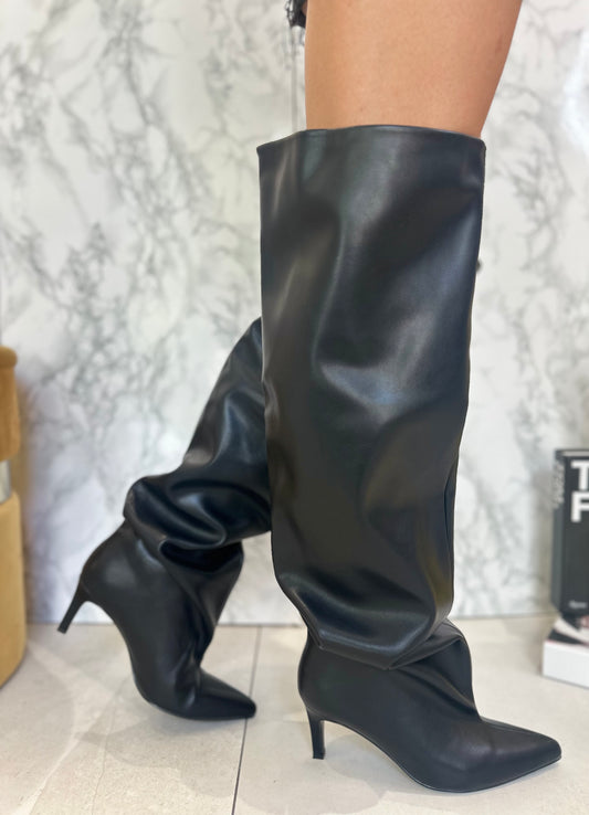 Stivali Alto al Ginocchio Con Tacco In Effetto Pelle