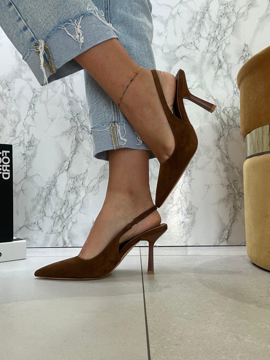 Slingback Camoscio Camel