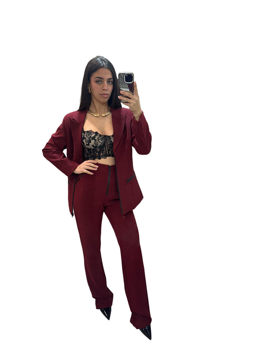 Pantalone a zampa in punto Milano con cerniera