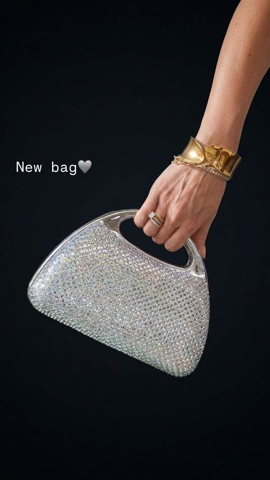 Borsa Pochette con manico rigido e dettagli luminosi