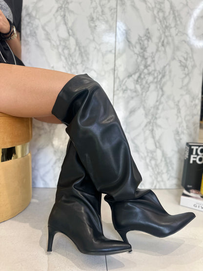 Stivali Alto al Ginocchio Con Tacco In Effetto Pelle