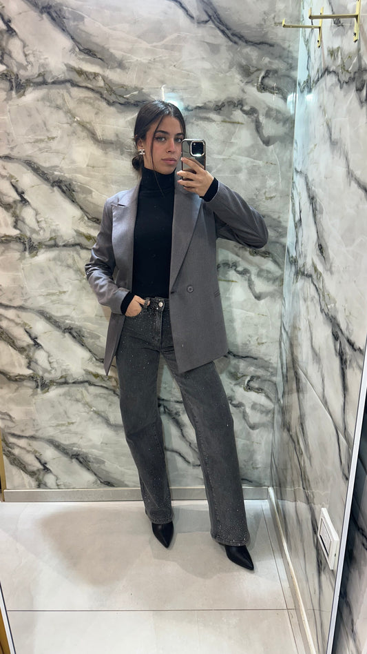 Giacca modello blazer con cintura posteriore