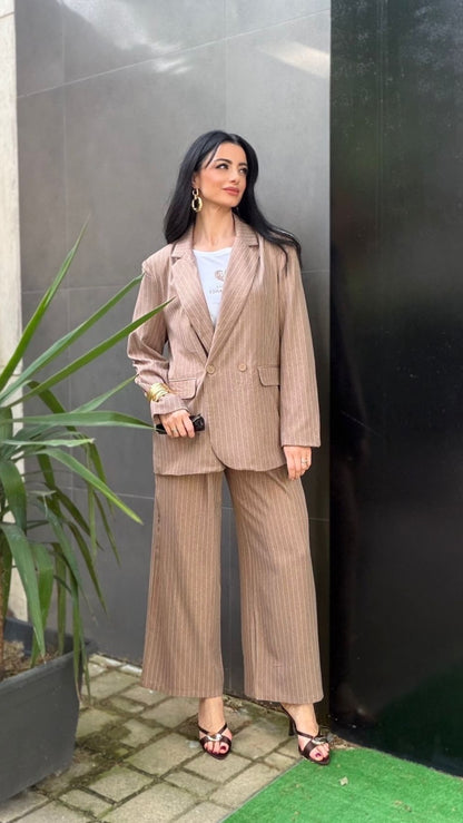 Tailleur Vittoria gessato cappuccino