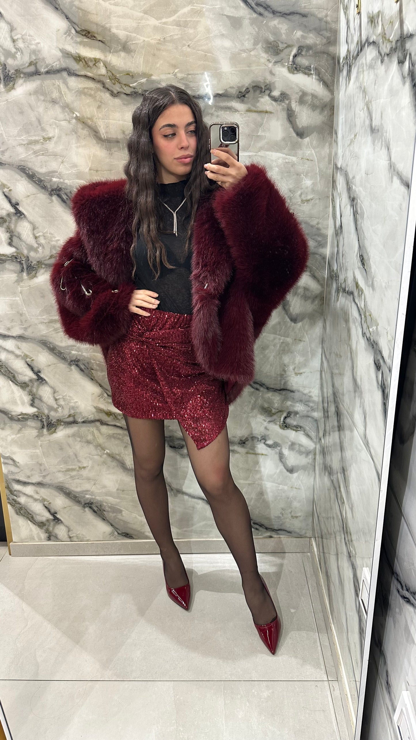 Pelliccia Ecofur burgundy