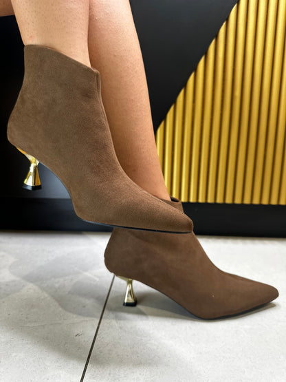 Tronchetti Camoscio Tacco Oro