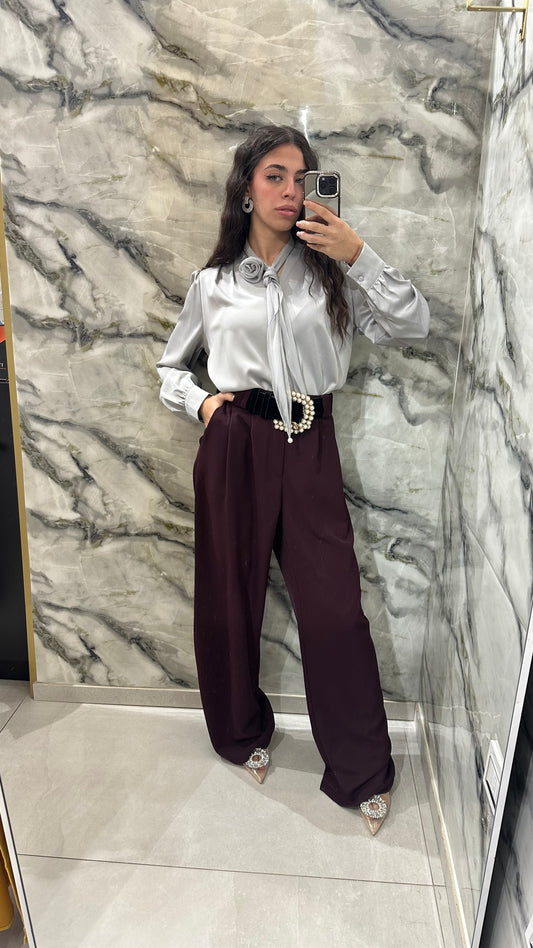 Pantalone burgundy ampio