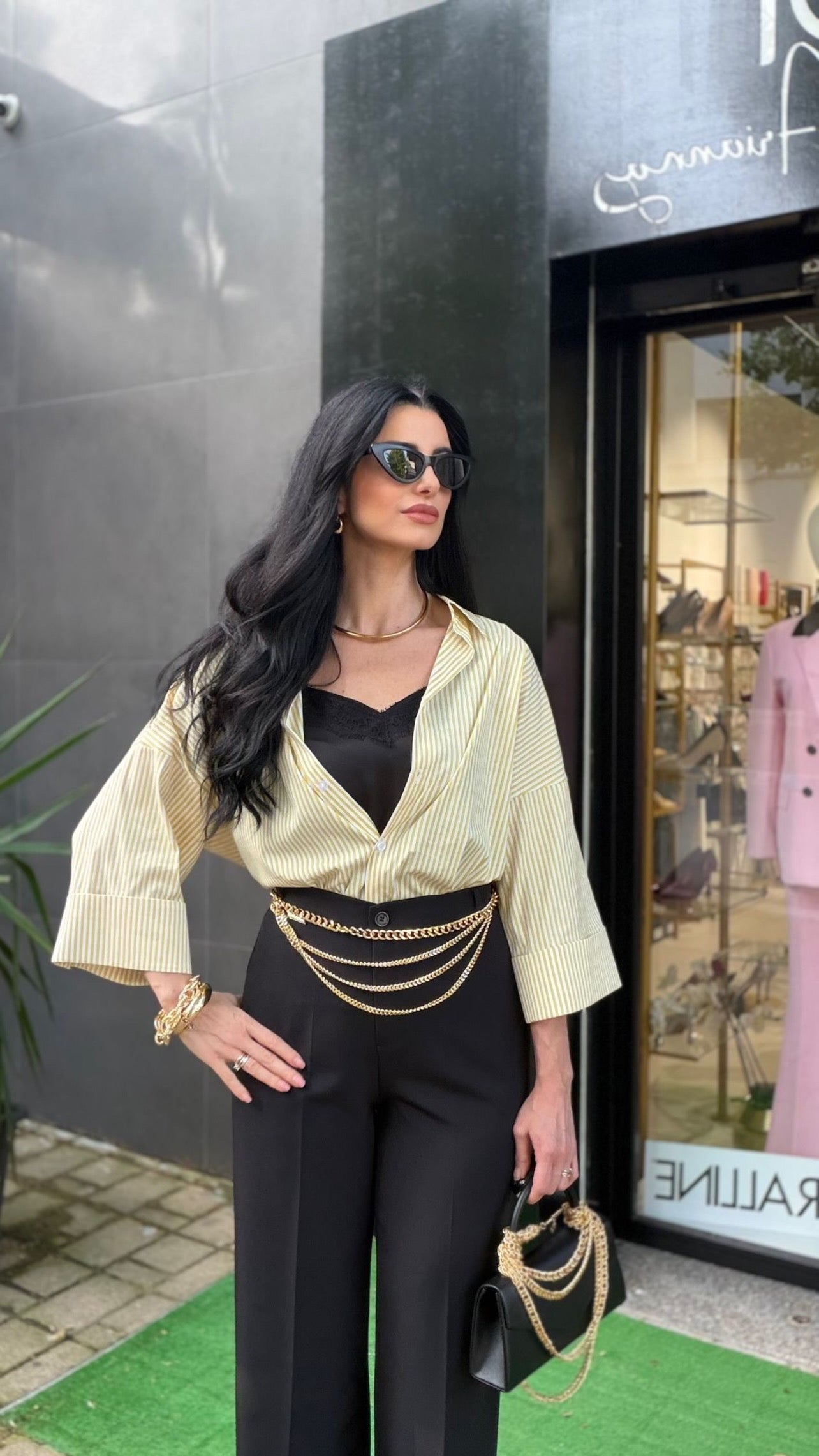 Camicia a righe giallo&bianco
