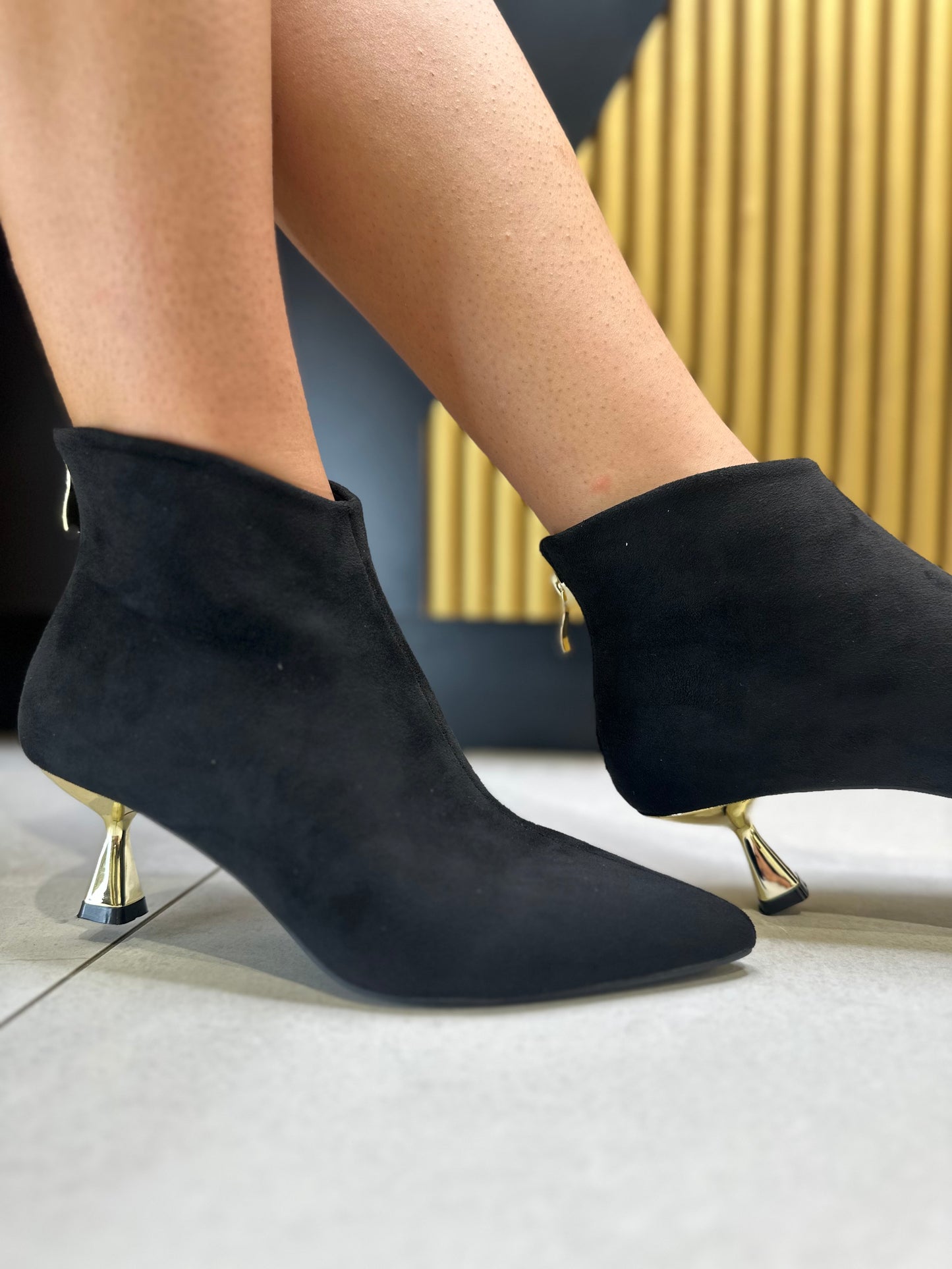 Tronchetti Camoscio Tacco Oro