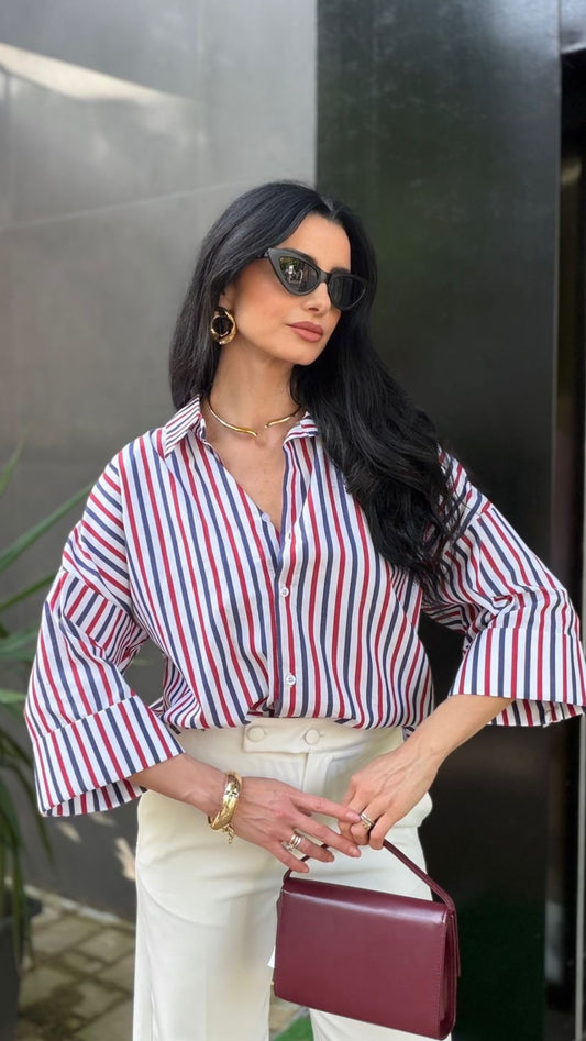 Camicia a righe rosso & blu