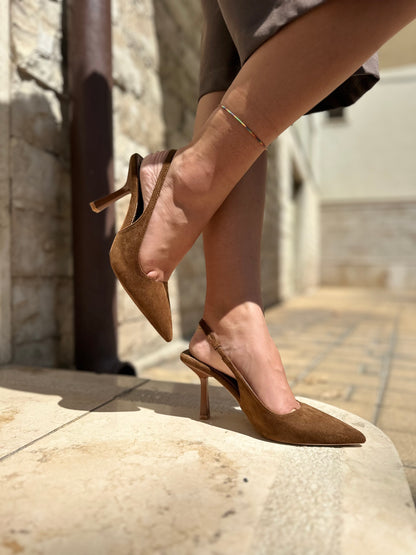 Slingback Camoscio Camel