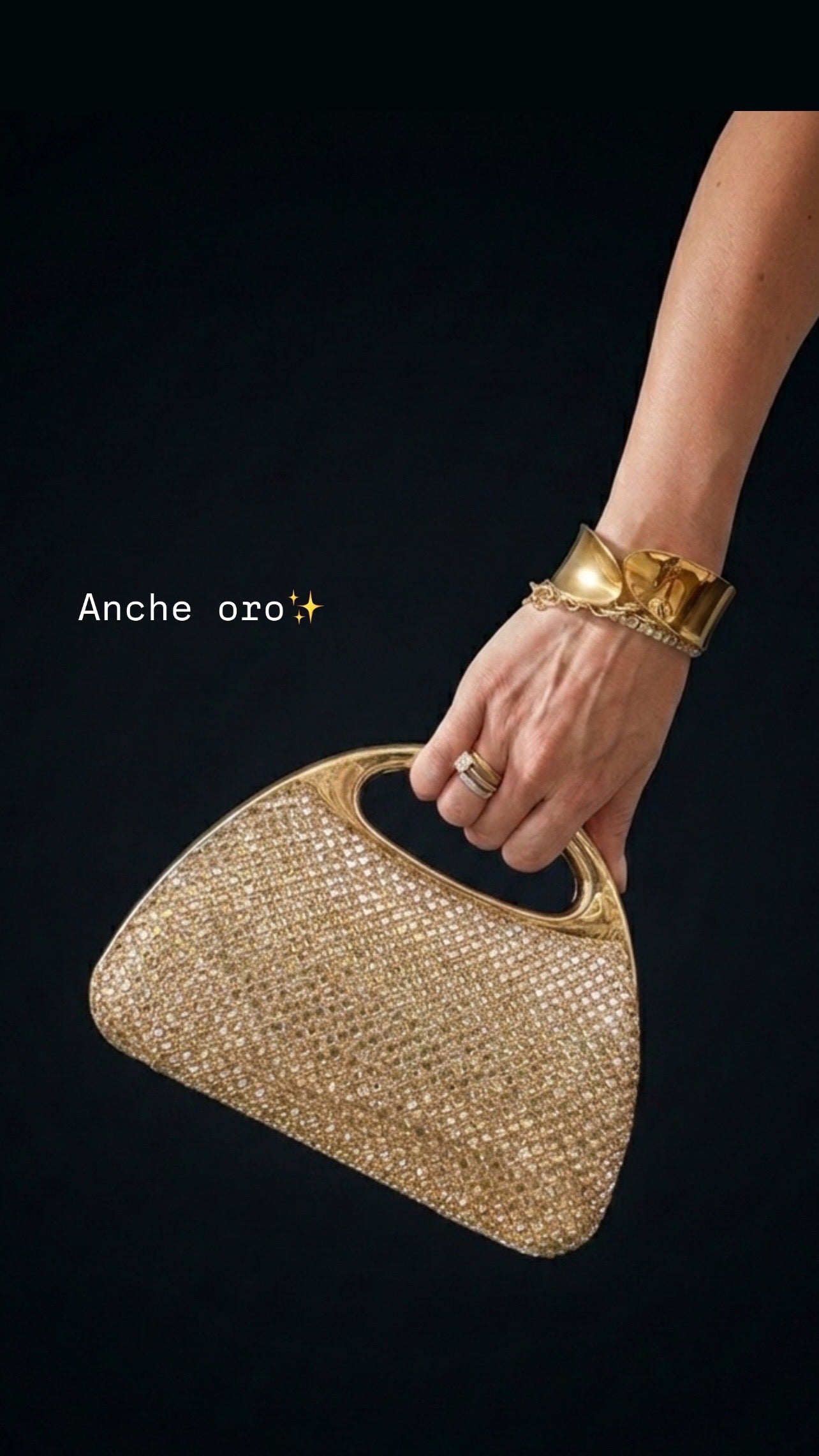 Borsa Pochette con manico rigido e dettagli luminosi