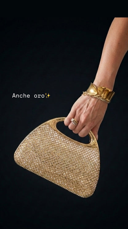 Borsa Pochette con manico rigido e dettagli luminosi