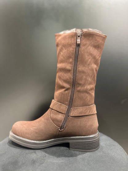 Anfibi Fibbie Brown Camoscio