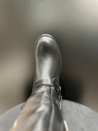 Anfibi Fibbie Nero Pelle